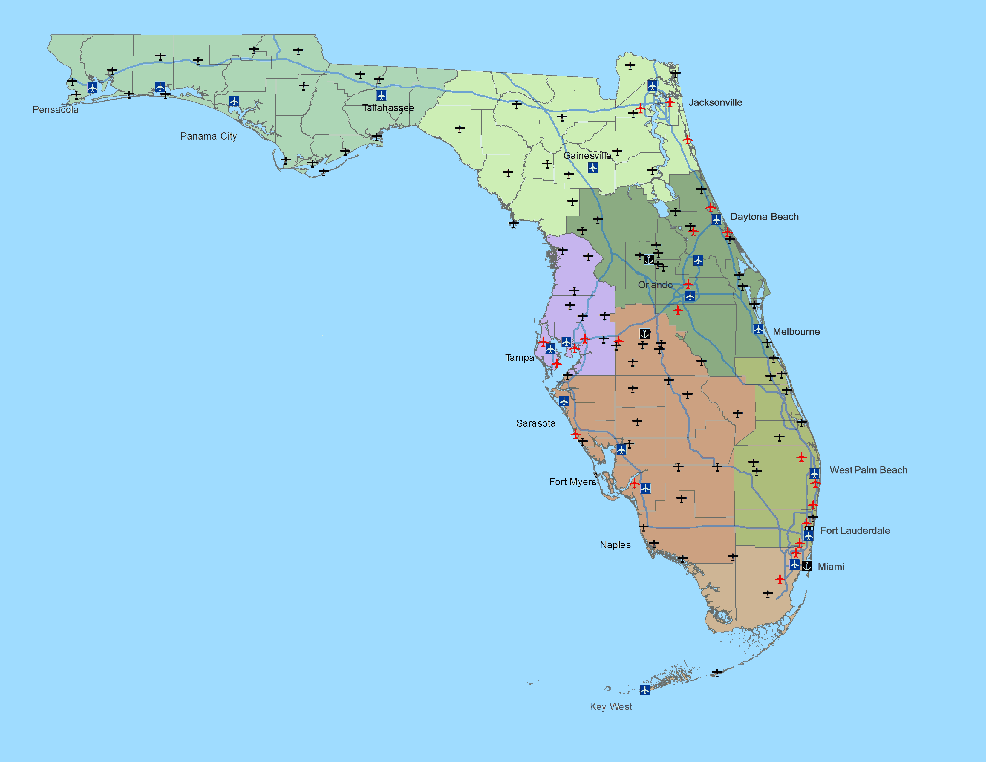 Airports Map Florida | Zip Code Map